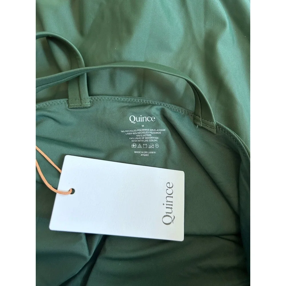 NWT Quince Palm Green Italian One Shoulder One-Piece Swimsuit Size Medium